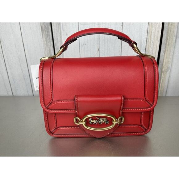 New! Coach Hero Shoulder Bag Sport Red Accordion Style Hangtag Strap Crossbody - Picture 1 of 10